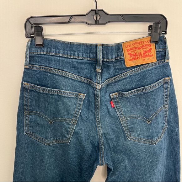 Levi's 541 Denim Dark Wash Straight Fit Jeans Size W30x L30 - Picture 6 of 15